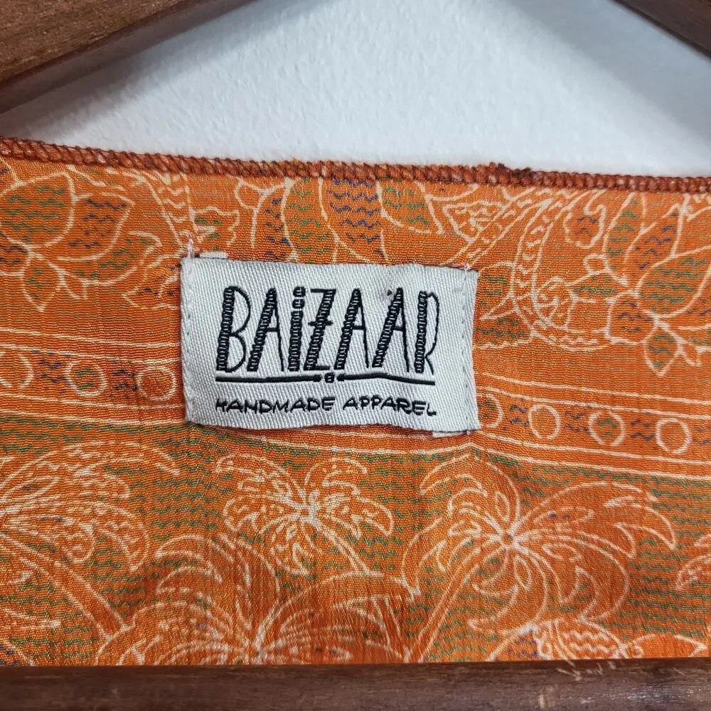 BAIZAAR 100% Silk Wrap Top with Bell Sleeves - Picture 3 of 8